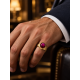 Pre Owned 9ct Mens 9ct Ruby Set Signet Ring ZC117